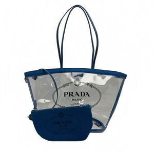 Prada Kanapa Plex Handbag Vinyl Clear Blue